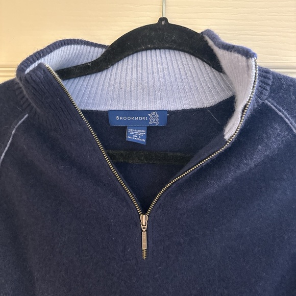 100% Cashmere Navy Quarter Zip Sweater - Picture 2 of 4